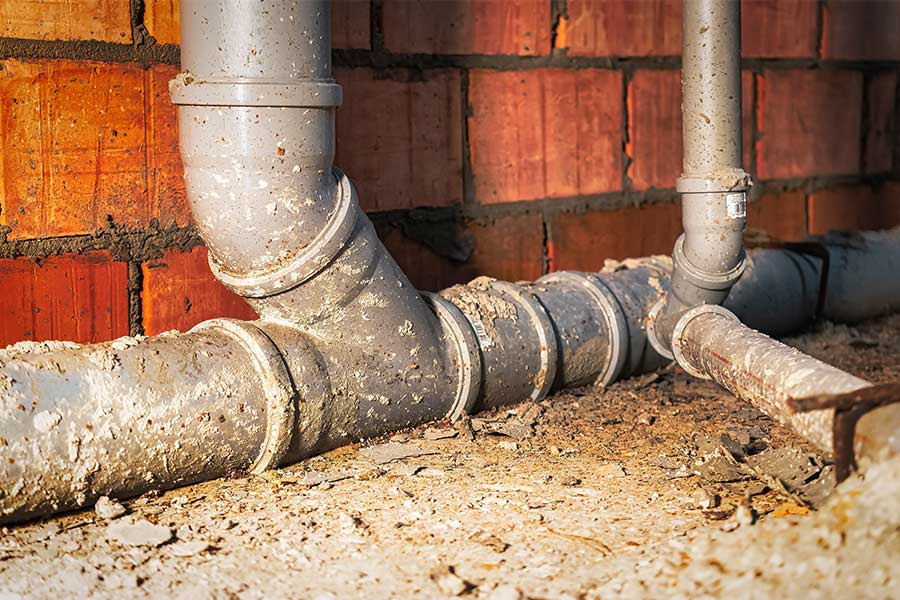 Sewer line pressure testing in progress