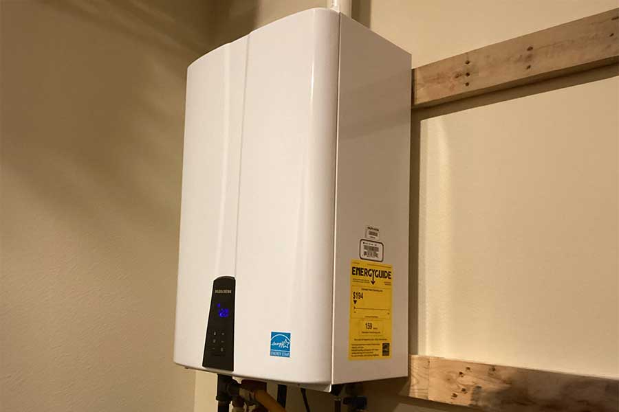 Tankless water heater installed