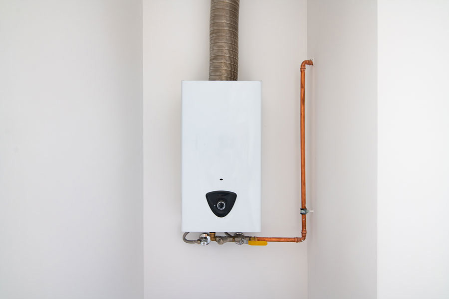 Tankless water heater installed