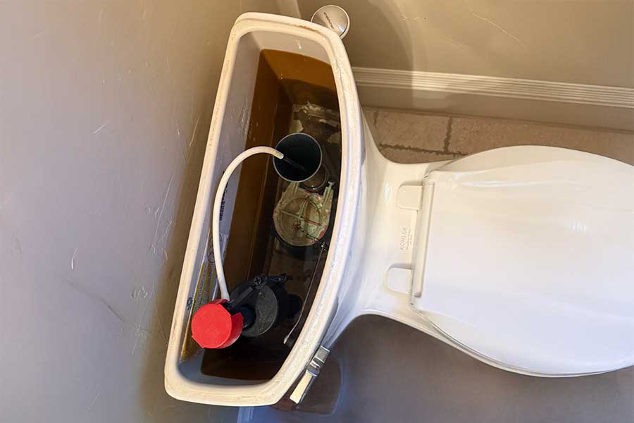 Toilet repair in progress