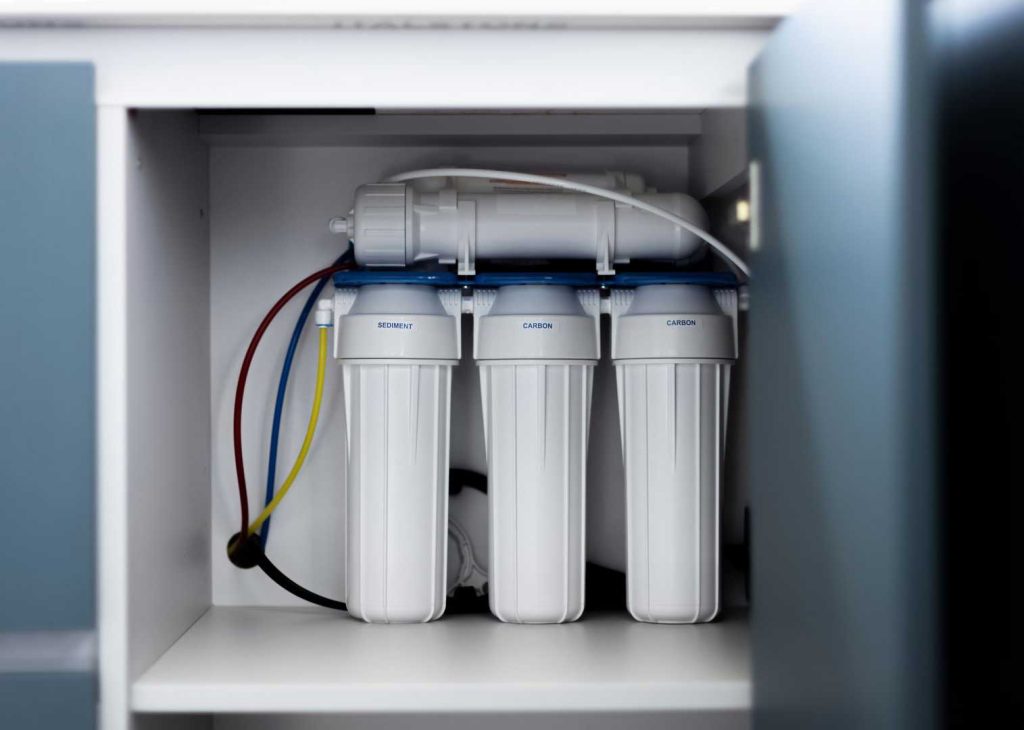 installed home water filtration unit