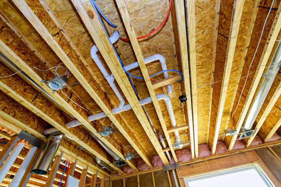 water pipes installed in ceiling