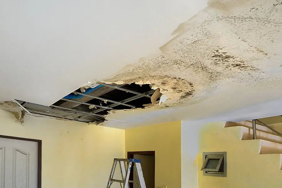 Ceiling water leak repair work