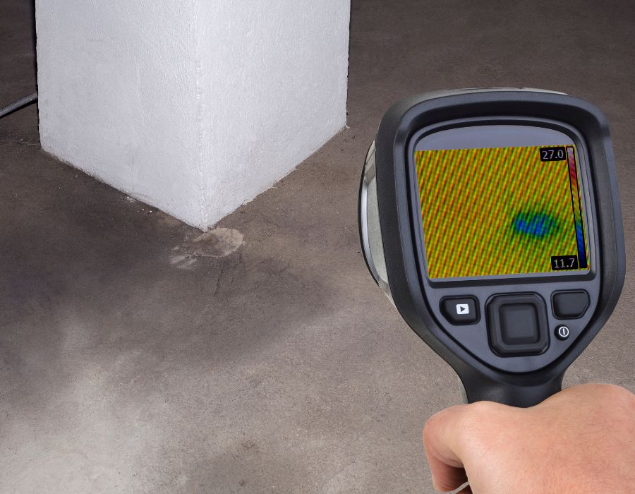 Slab leak repair tools in use
