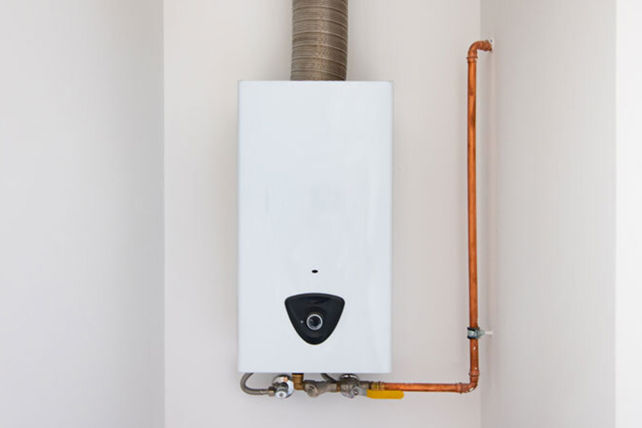 Modern tankless water heater unit