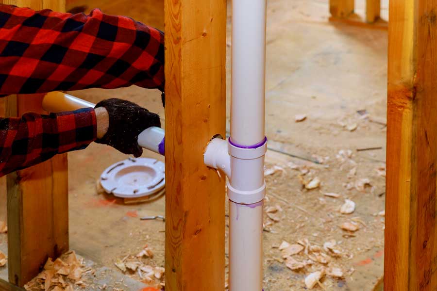 Pipe repair in progress